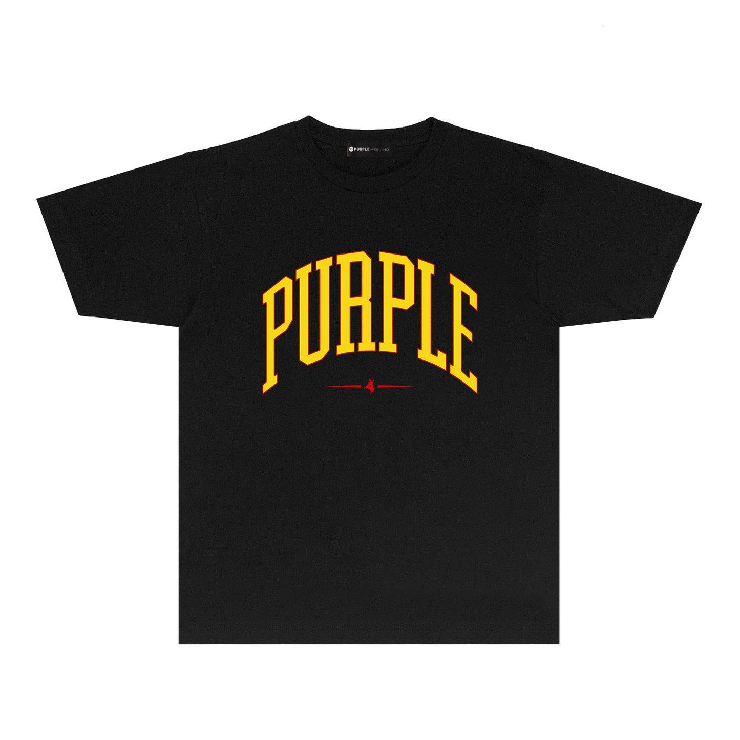 Purple Curved Letter Graphic T Shirt Short Sleeve Casual Streetwear Tee PUR029