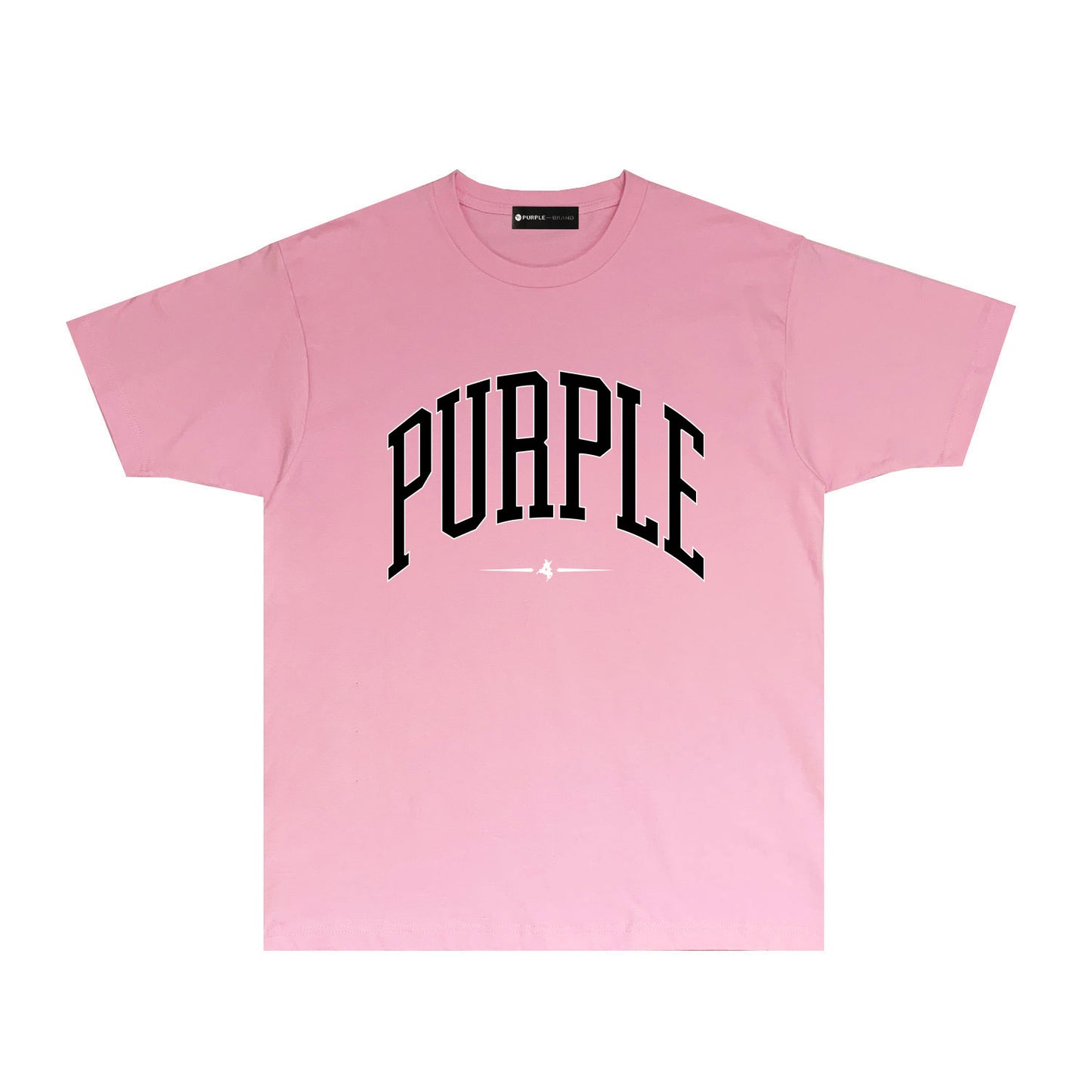 Purple Curved Letter Graphic T Shirt Short Sleeve Casual Streetwear Tee PUR029