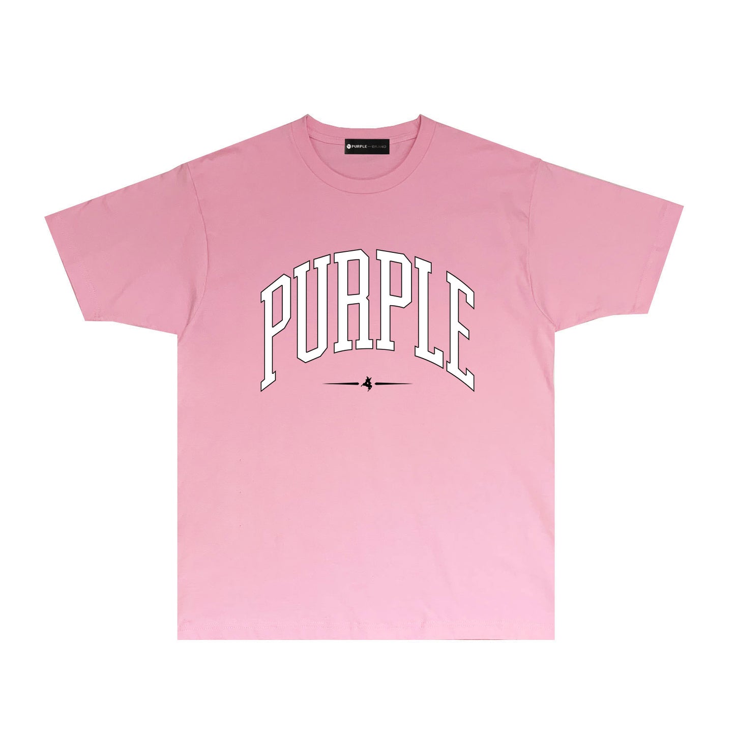 Purple Curved Letter Graphic T Shirt Short Sleeve Casual Streetwear Tee PUR029