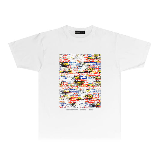 Purple Graffiti Poster Graphic T Shirt Short Sleeve Casual Streetwear Tee PUR030