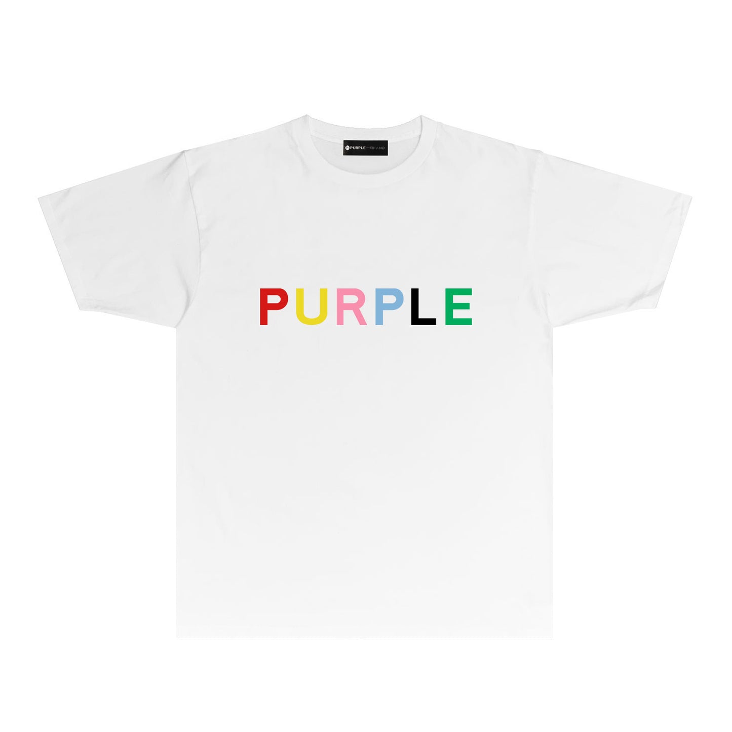 Purple Rainbow Letter Graphic T Shirt Short Sleeve Casual Streetwear Tee PUR031