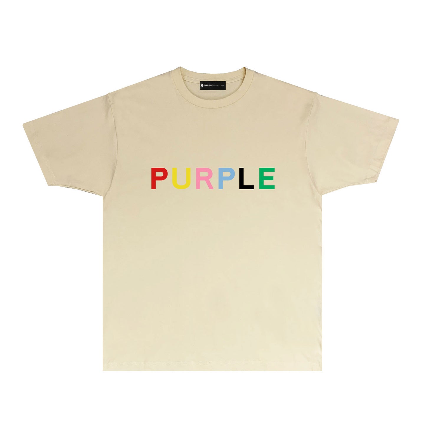 Purple Rainbow Letter Graphic T Shirt Short Sleeve Casual Streetwear Tee PUR031