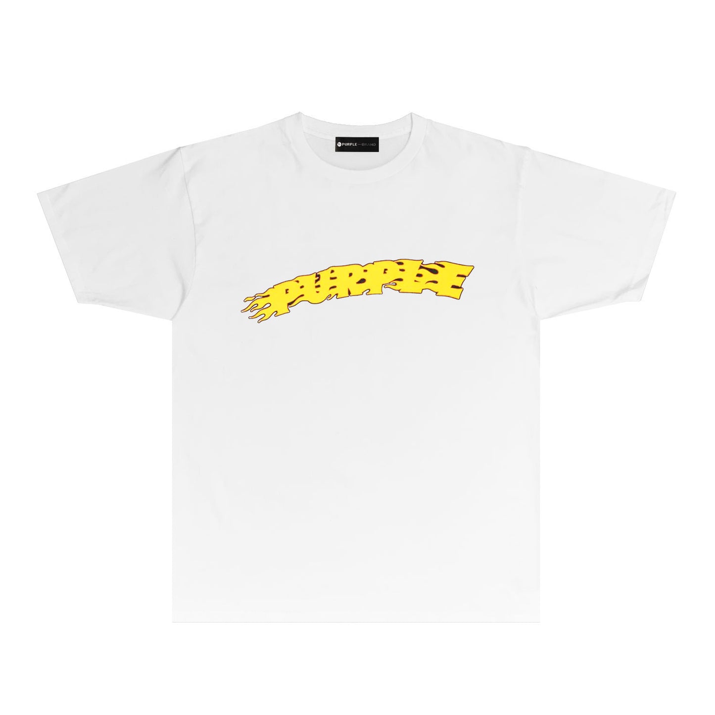 Purple Flame Letter Graphic T Shirt Short Sleeve Casual Streetwear Tee PUR032