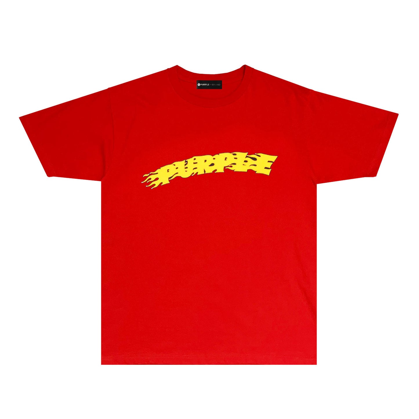 Purple Flame Letter Graphic T Shirt Short Sleeve Casual Streetwear Tee PUR032