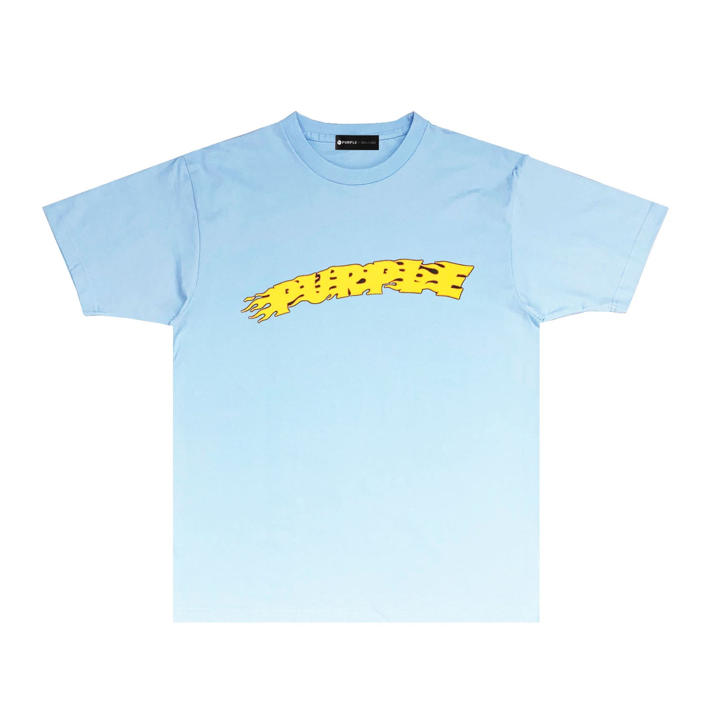 Purple Flame Letter Graphic T Shirt Short Sleeve Casual Streetwear Tee PUR032