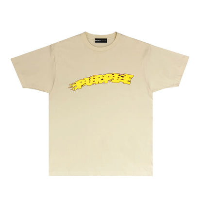 Purple Flame Letter Graphic T Shirt Short Sleeve Casual Streetwear Tee PUR032