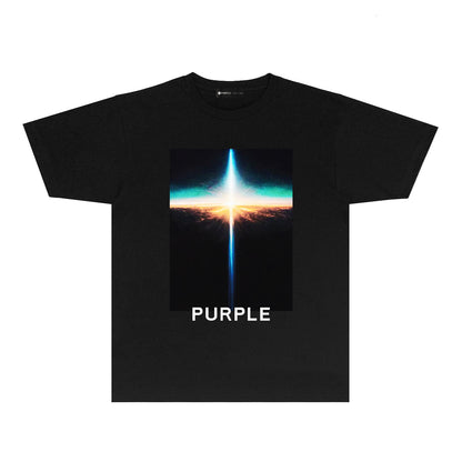 Purple Cross Light Graphic T-Shirt Short Sleeve Casual Streetwear Tee PUR033