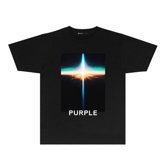 Purple Cross Light Graphic T-Shirt Short Sleeve Casual Streetwear Tee PUR033