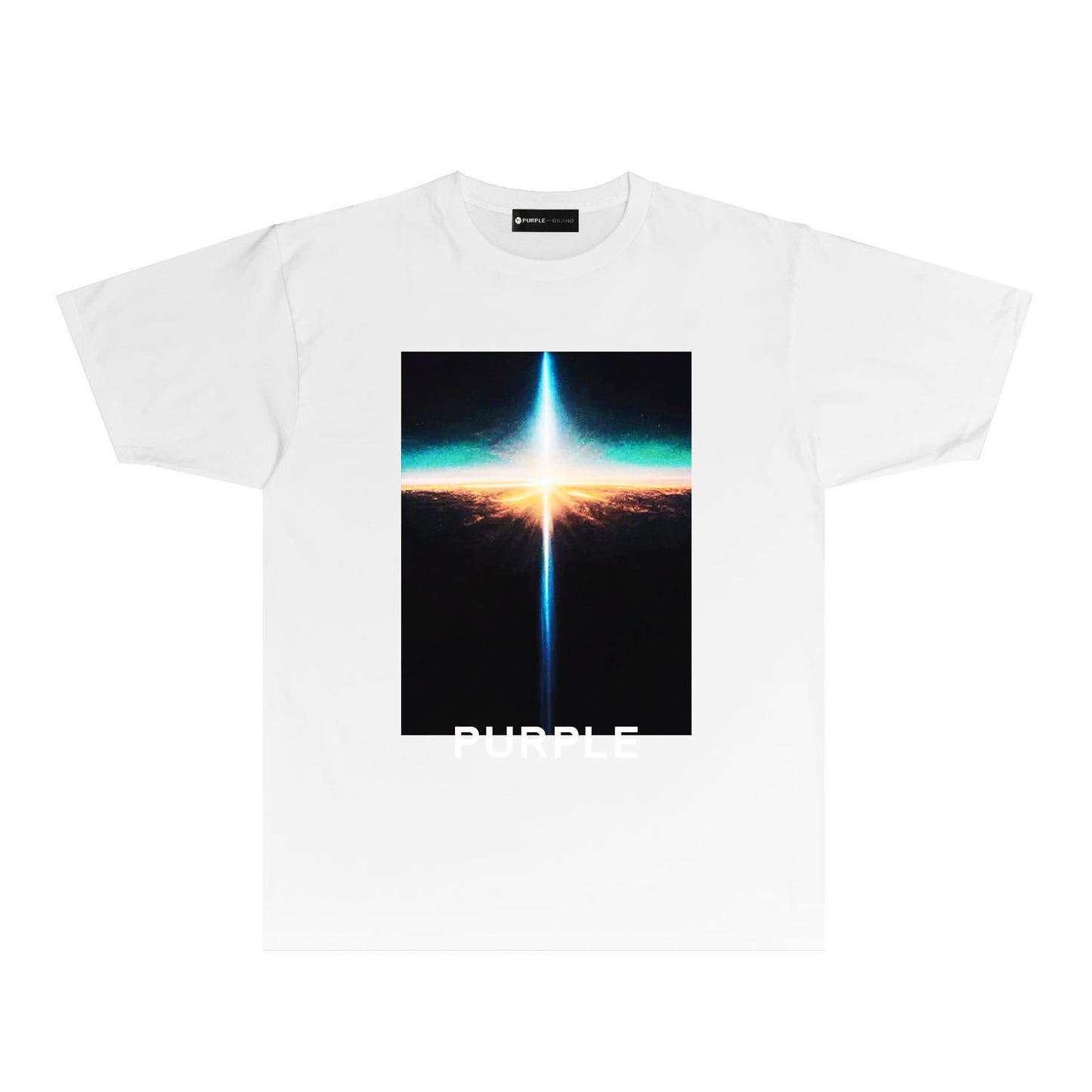 Purple Cross Light Graphic T-Shirt Short Sleeve Casual Streetwear Tee PUR033
