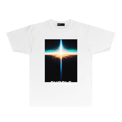Purple Cross Light Graphic T-Shirt Short Sleeve Casual Streetwear Tee PUR033