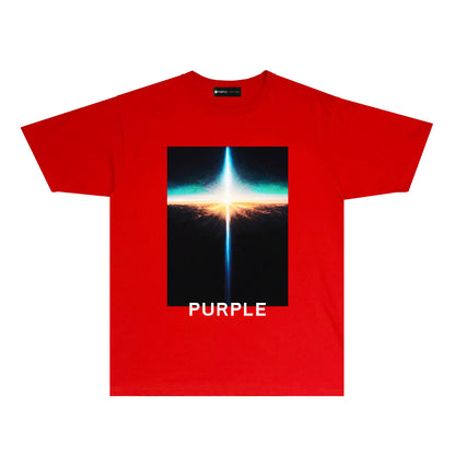 Purple Cross Light Graphic T-Shirt Short Sleeve Casual Streetwear Tee PUR033