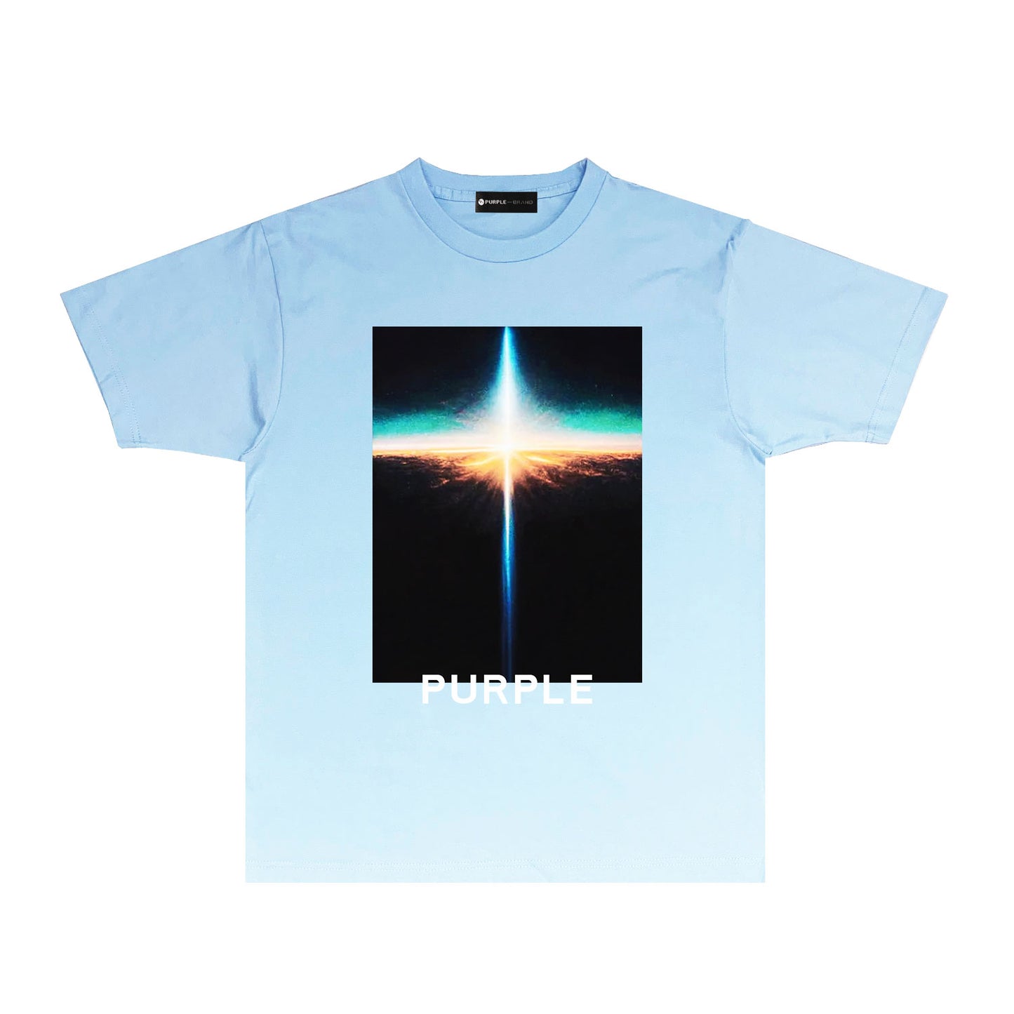 Purple Cross Light Graphic T-Shirt Short Sleeve Casual Streetwear Tee PUR033