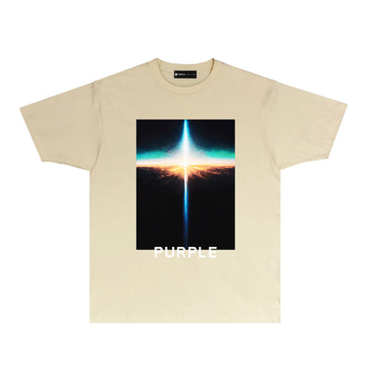 Purple Cross Light Graphic T-Shirt Short Sleeve Casual Streetwear Tee PUR033