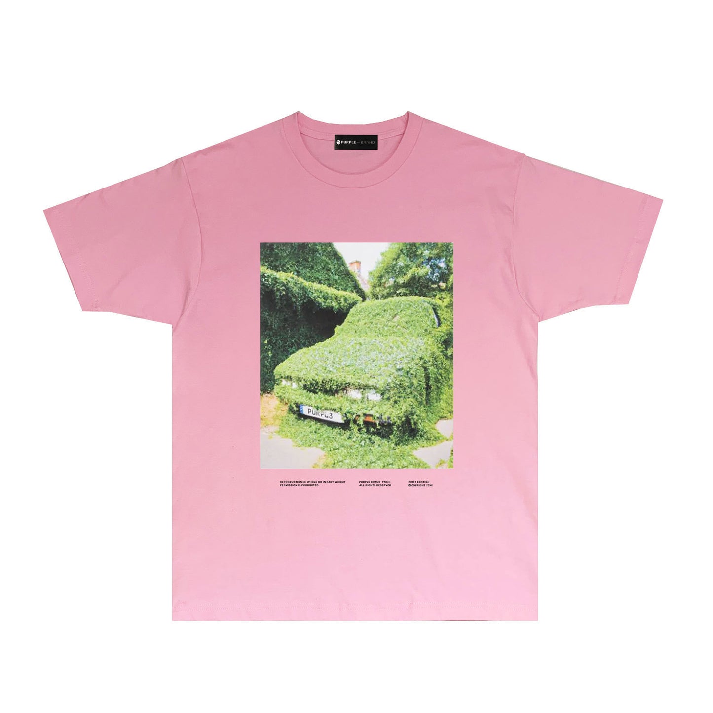 Purple Camouflage Sports Car Graphic T Shirt Short Sleeve Casual Streetwear Tee PUR034