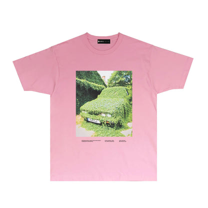 Purple Camouflage Sports Car Graphic T Shirt Short Sleeve Casual Streetwear Tee PUR034
