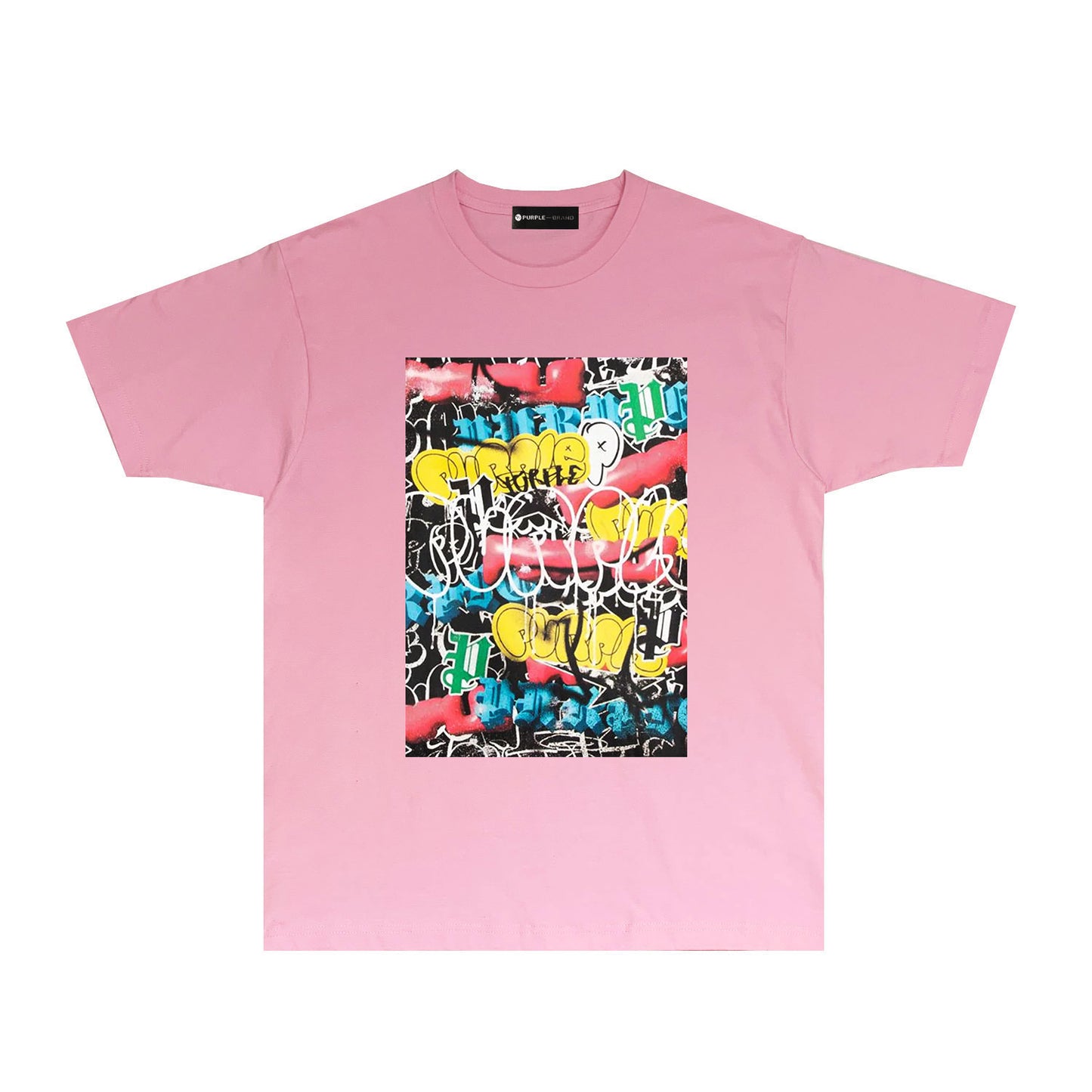 Purple Violent Bear Graffiti Graphic T Shirt Short Sleeve Casual Streetwear Tee PUR036