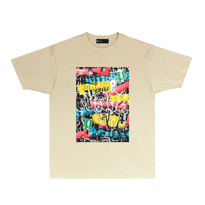 Purple Violent Bear Graffiti Graphic T Shirt Short Sleeve Casual Streetwear Tee PUR036
