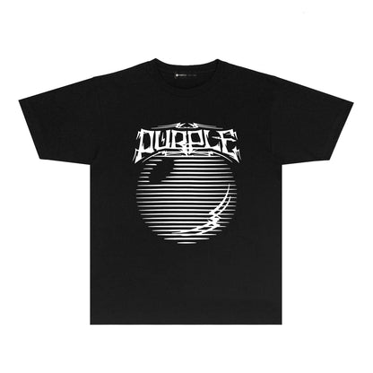 Purple Graffiti Line Ball Graphic T Shirt Short Sleeve Casual Streetwear Tee PUR038