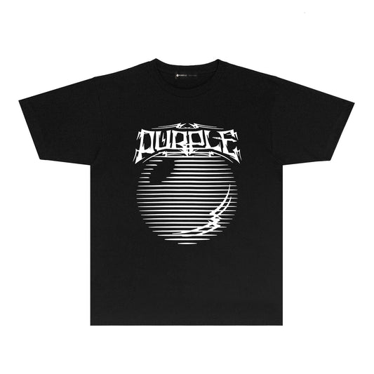 Purple Graffiti Line Ball Graphic T Shirt Short Sleeve Casual Streetwear Tee PUR038