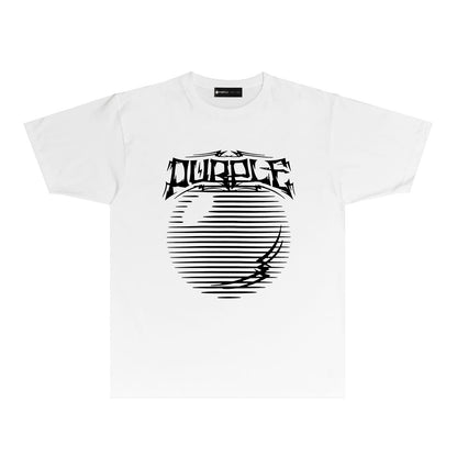 Purple Graffiti Line Ball Graphic T Shirt Short Sleeve Casual Streetwear Tee PUR038