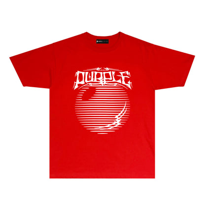 Purple Graffiti Line Ball Graphic T Shirt Short Sleeve Casual Streetwear Tee PUR038