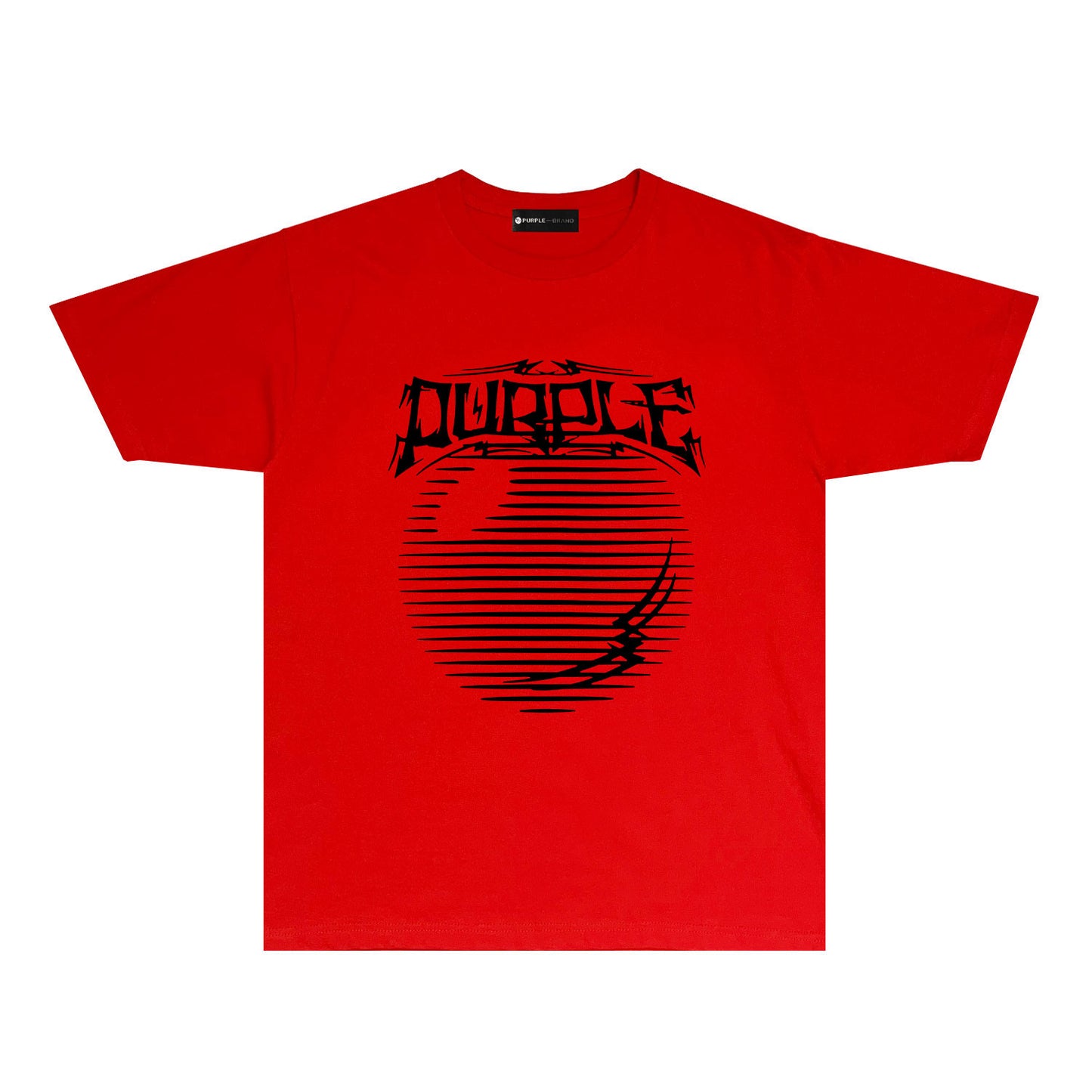 Purple Graffiti Line Ball Graphic T Shirt Short Sleeve Casual Streetwear Tee PUR038