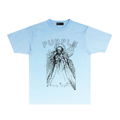 Purple Sketch Character Graphic T Shirt Short Sleeve Casual Streetwear Tee PUR039
