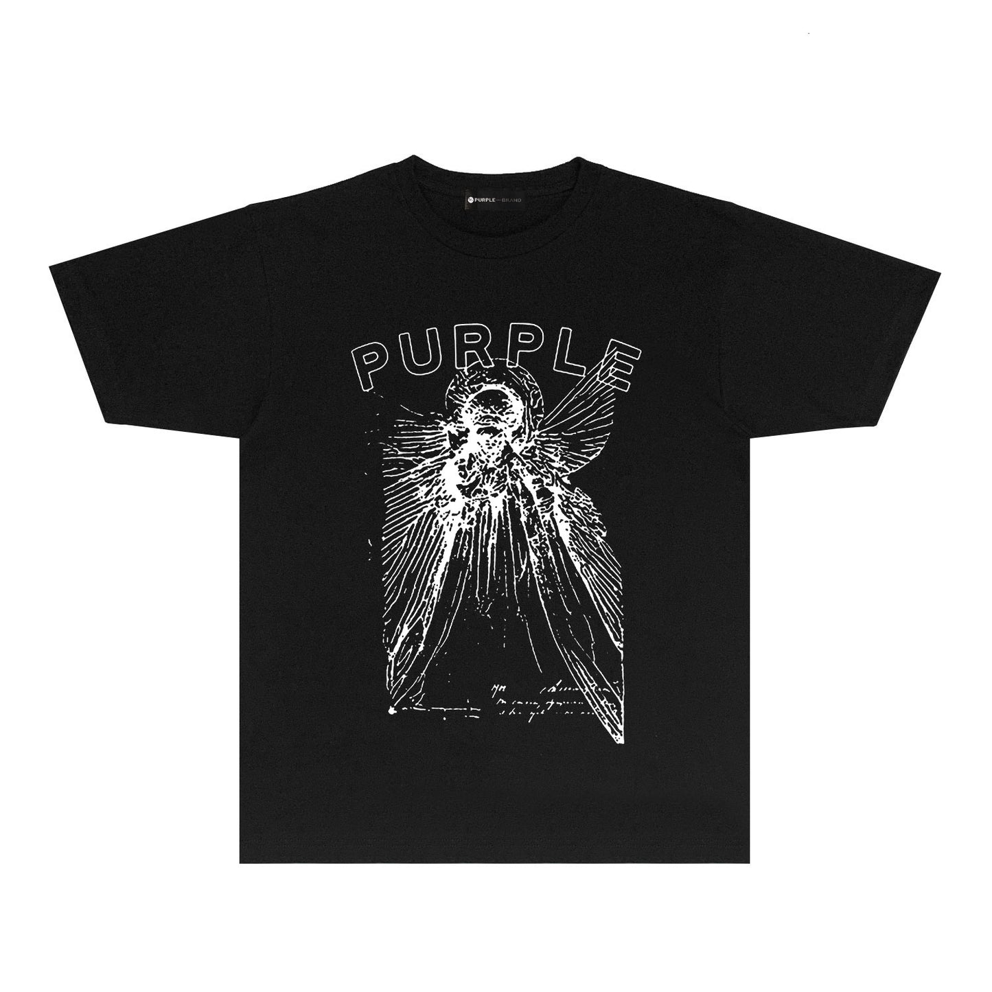 Purple Sketch Character Graphic T Shirt Short Sleeve Casual Streetwear Tee PUR039