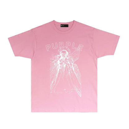 Purple Sketch Character Graphic T Shirt Short Sleeve Casual Streetwear Tee PUR039