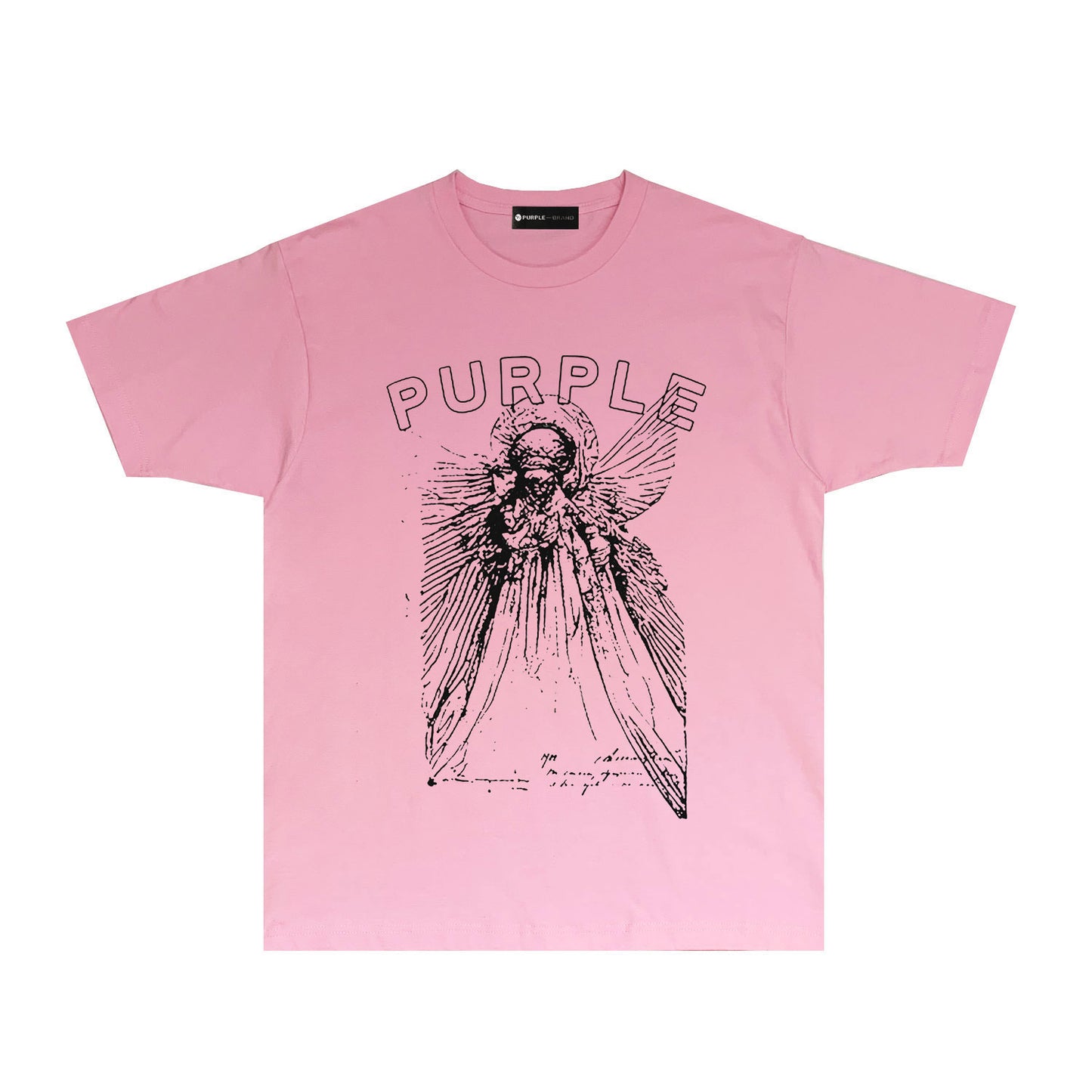 Purple Sketch Character Graphic T Shirt Short Sleeve Casual Streetwear Tee PUR039