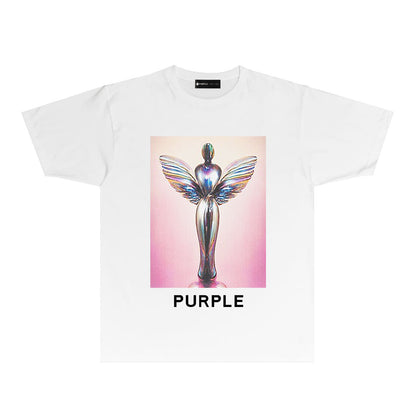 Purple Angel Trophy Graphic T-Shirt Short Sleeve Casual Streetwear Tee PUR040