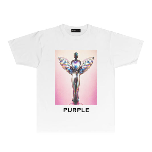 Purple Angel Trophy Graphic T-Shirt Short Sleeve Casual Streetwear Tee PUR040