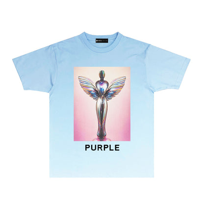 Purple Angel Trophy Graphic T-Shirt Short Sleeve Casual Streetwear Tee PUR040