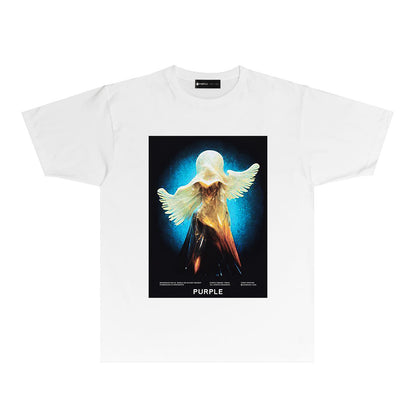 Purple Mystery Girl Graphic T Shirt Short Sleeve Casual Streetwear Tee PUR041