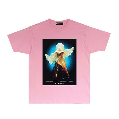 Purple Mystery Girl Graphic T Shirt Short Sleeve Casual Streetwear Tee PUR041
