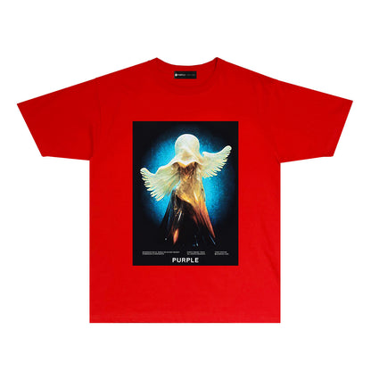 Purple Mystery Girl Graphic T Shirt Short Sleeve Casual Streetwear Tee PUR041