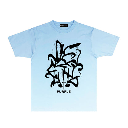 Purple Abstract Sketch Graphic T-Shirt Short Sleeve Casual Streetwear Tee PUR043