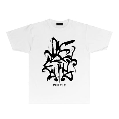 Purple Abstract Sketch Graphic T-Shirt Short Sleeve Casual Streetwear Tee PUR043