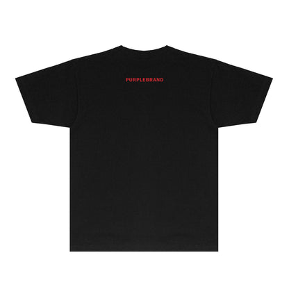 Purple Black Ink Tree Graphic T-Shirt Short Sleeve Casual Streetwear Tee PUR045