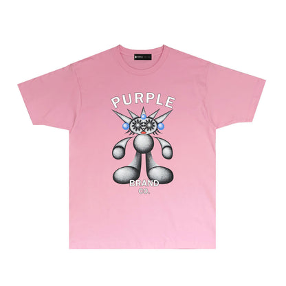 Purple Spiky Bear Graphic T-Shirt Short Sleeve Casual Streetwear Tee PUR046