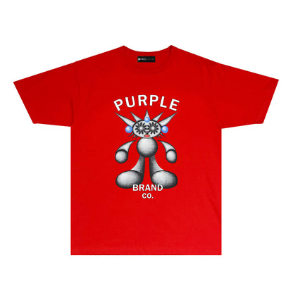 Purple Spiky Bear Graphic T-Shirt Short Sleeve Casual Streetwear Tee PUR046