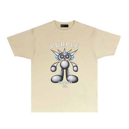 Purple Spiky Bear Graphic T-Shirt Short Sleeve Casual Streetwear Tee PUR046