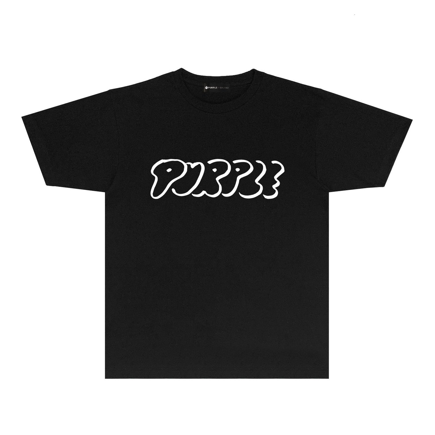 Purple Artistic Letter Graphic T-Shirt Short Sleeve Casual Streetwear Tee PUR047