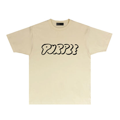 Purple Artistic Letter Graphic T-Shirt Short Sleeve Casual Streetwear Tee PUR047