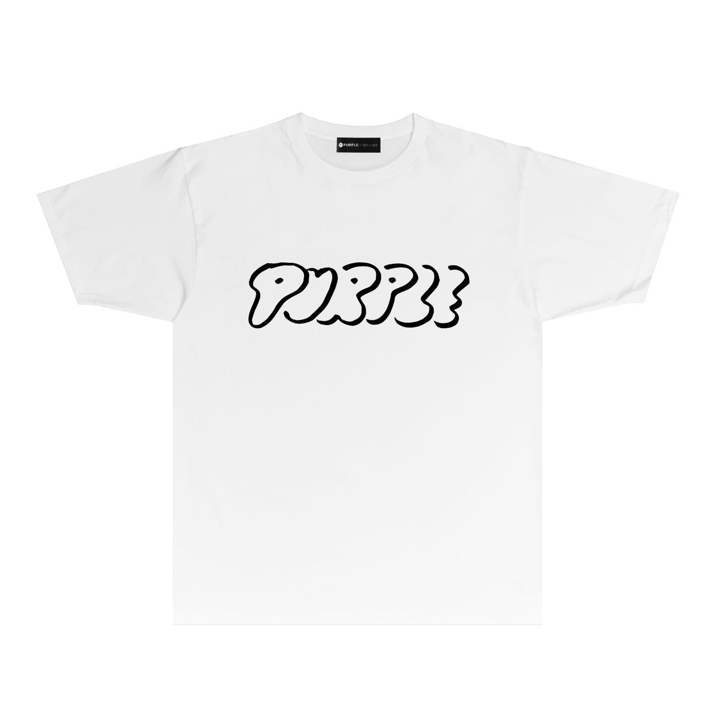 Purple Artistic Letter Graphic T-Shirt Short Sleeve Casual Streetwear Tee PUR047