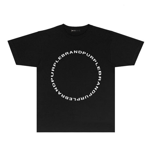 Purple Letter Circle Graphic T-Shirt Short Sleeve Casual Streetwear Tee PUR048