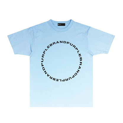 Purple Letter Circle Graphic T-Shirt Short Sleeve Casual Streetwear Tee PUR048