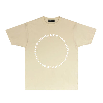Purple Letter Circle Graphic T-Shirt Short Sleeve Casual Streetwear Tee PUR048