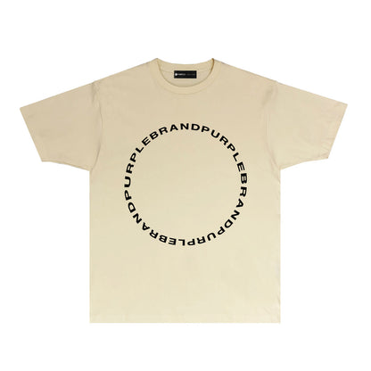 Purple Letter Circle Graphic T-Shirt Short Sleeve Casual Streetwear Tee PUR048
