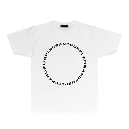 Purple Letter Circle Graphic T-Shirt Short Sleeve Casual Streetwear Tee PUR048